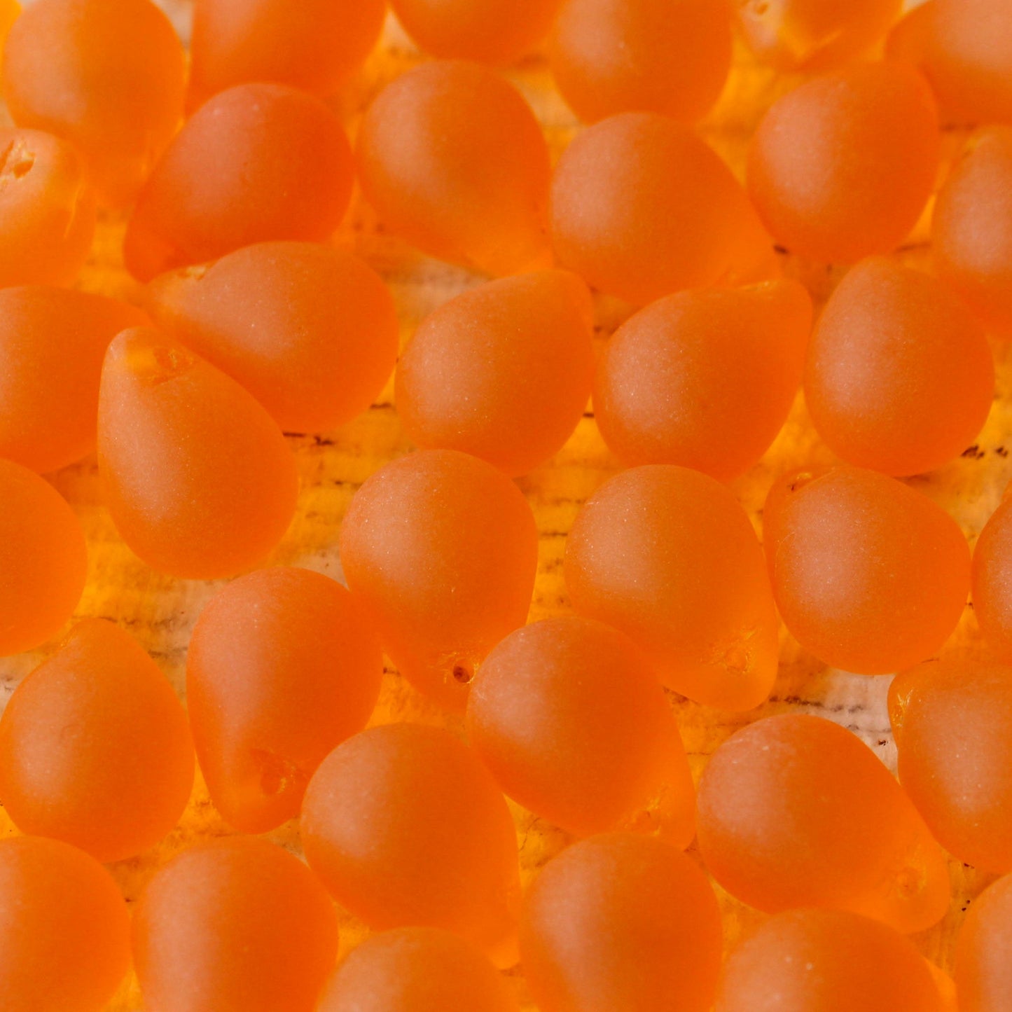 10x14mm Glass Teardrop Beads - Matte Hyacinth Orange