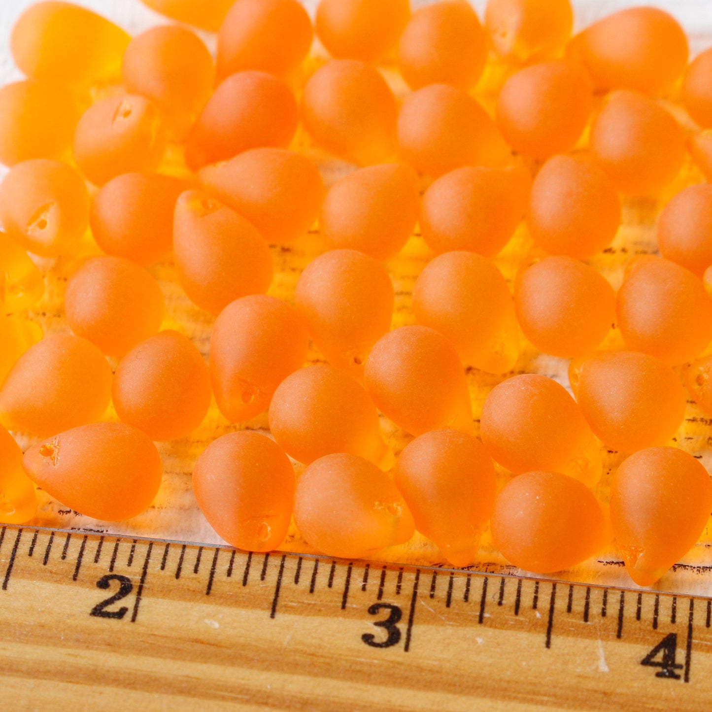 10x14mm Glass Teardrop Beads - Matte Hyacinth Orange