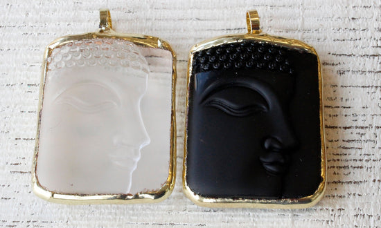 Peaceful Crystal Glass Buddha Pendant Beads  - Crystal Matte - 1 Pendant