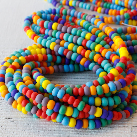 Size 6 Seed Beads - Colorful Matte Mix - Choose Amount