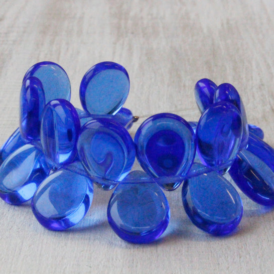 12x16mm Large Flat Teardrop Beads - Blue - 20 beads