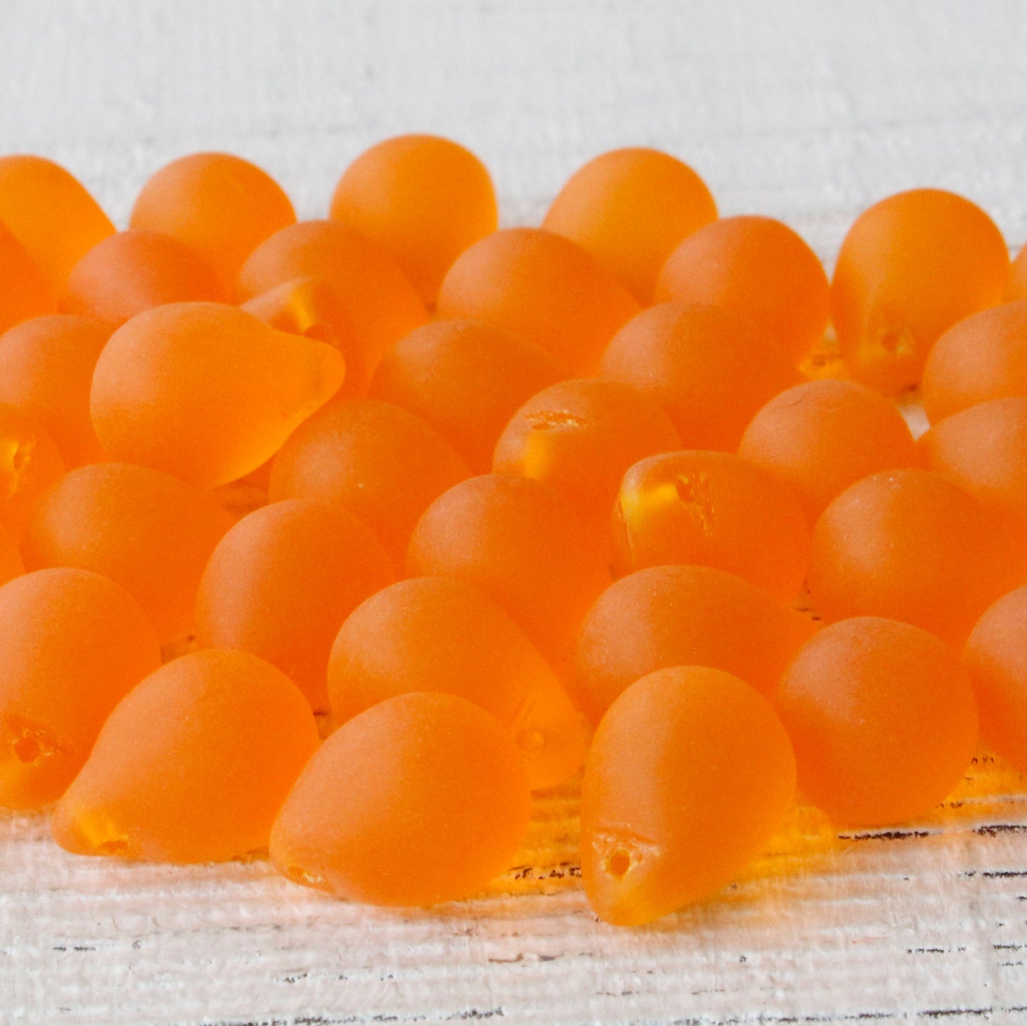 10x14mm Glass Teardrop Beads - Matte Hyacinth Orange