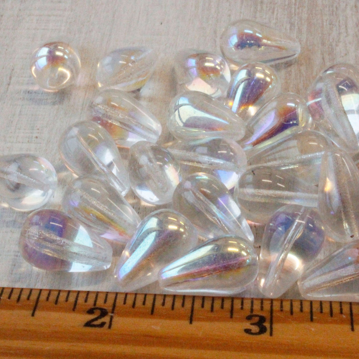 11x18mm Long Drilled Drops - Crystal AB - 20 Beads