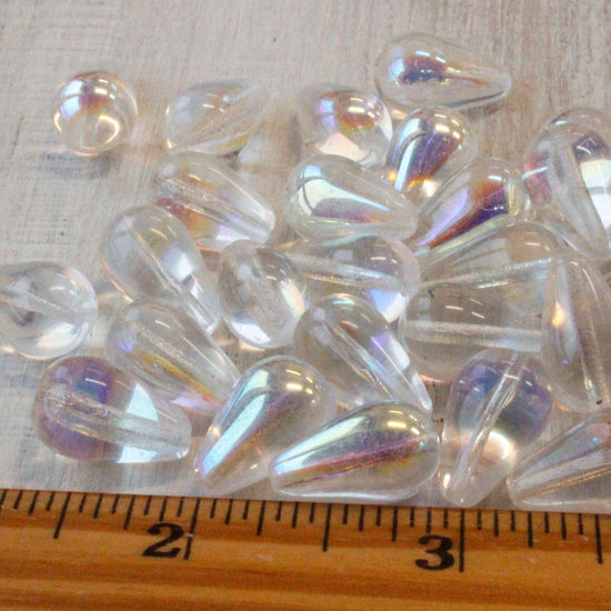 Load image into Gallery viewer, 11x18mm Long Drilled Drops - Crystal AB - 20 Beads
