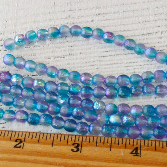 Load image into Gallery viewer, 6mm Round Glass Beads - Etched Blue Lavender - 25 Beads
