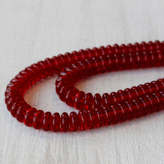 Load image into Gallery viewer, 6mm Rondelle Beads - Garnet Red - 100 beads
