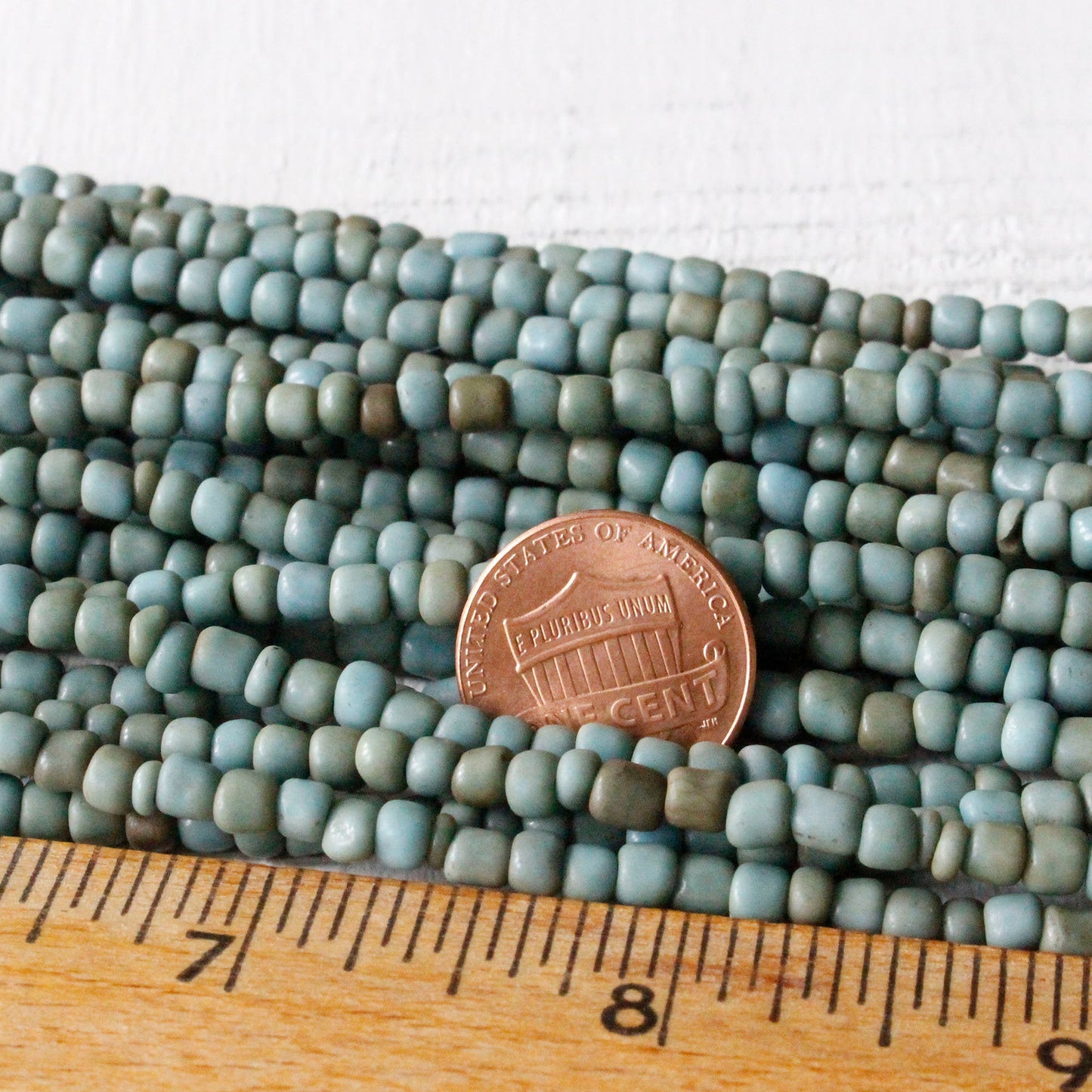 Rustic Indonesian Seed Beads - Dark Green Matte - 42 inches