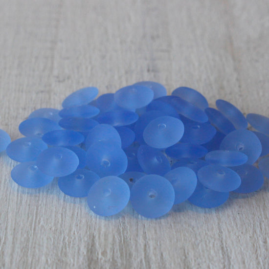 7mm Rondelle Beads - Lt Sapphire Blue - 100 or 50 Beads