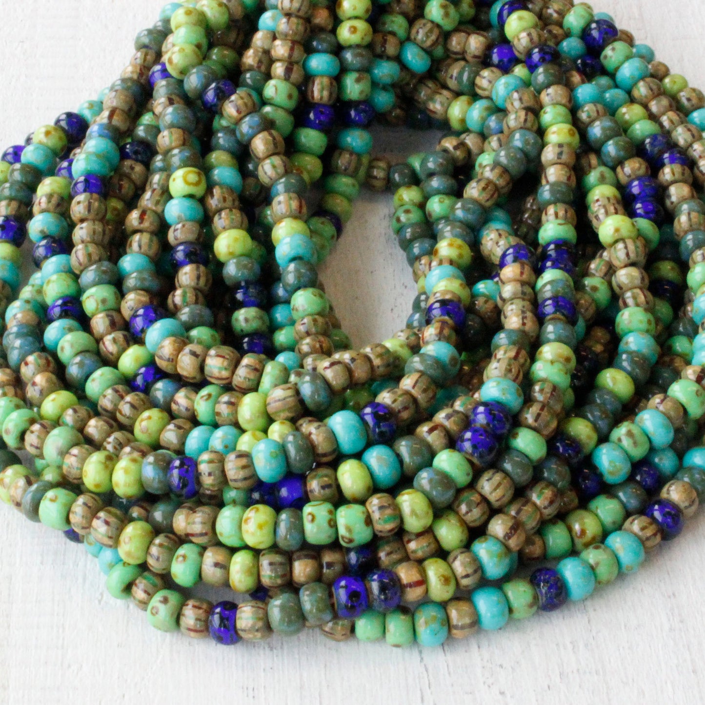 Size 5 Seed Beads - Striped Tropical Mix - 20 or 60 inches