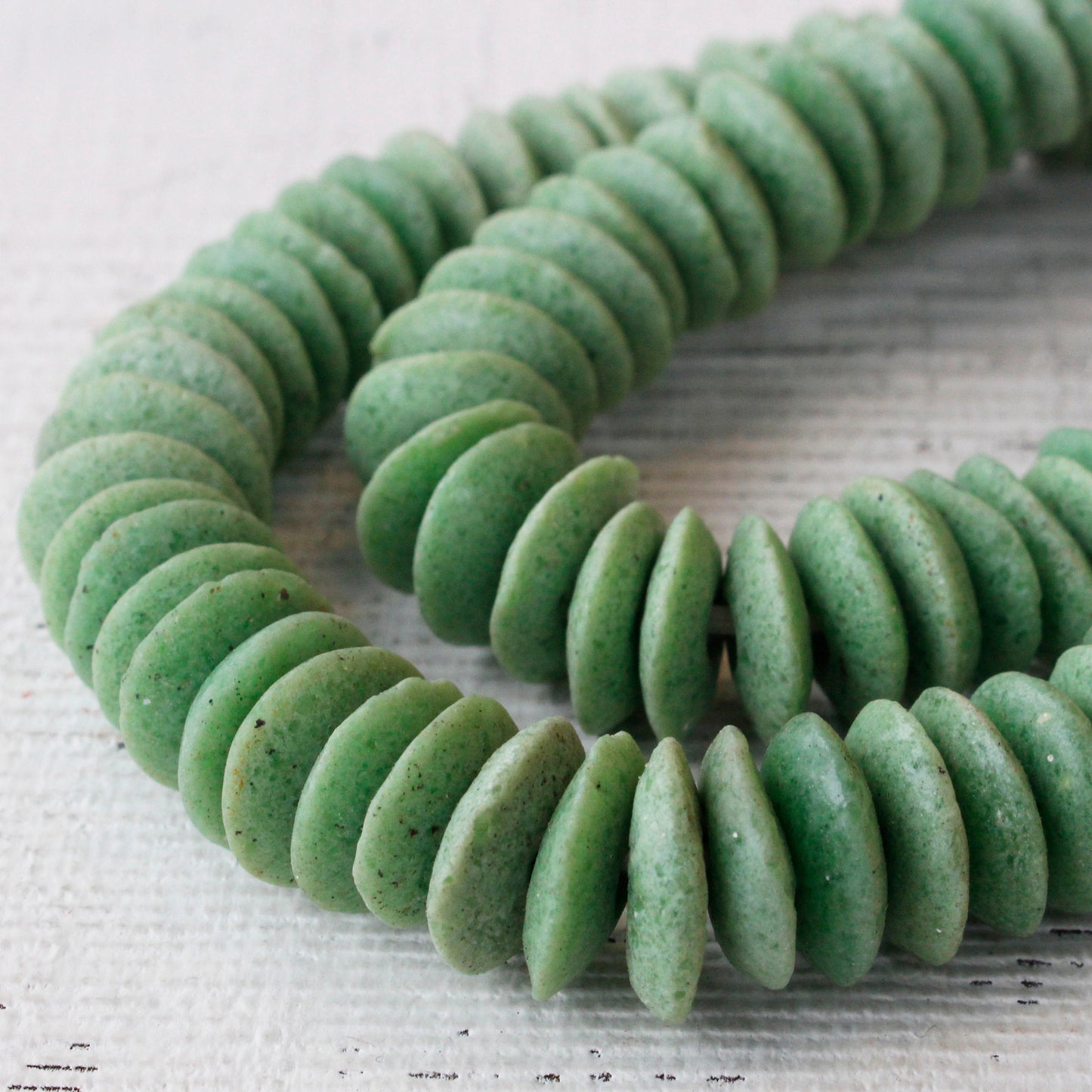 Load image into Gallery viewer, Rustic African Glass Donut Beads - Light Green
