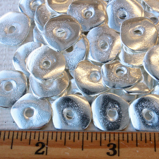 15mm Mykonos Metal Disk Beads - Silver