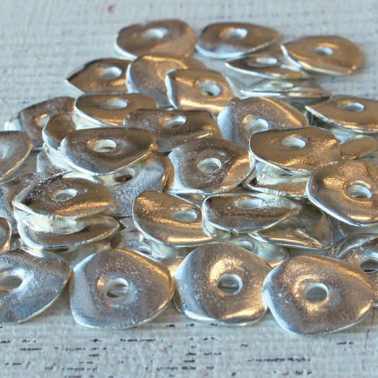 15mm Mykonos Metal Disk Beads - Silver