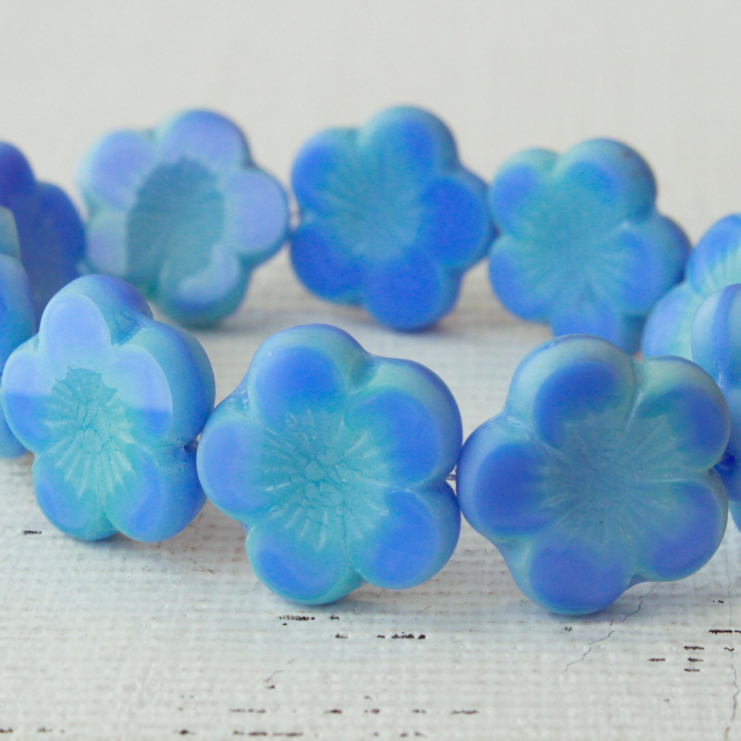 20mm Hawaiian Flower Beads - Opaque Matte Periwinkle Blue - 6 or 12 Beads
