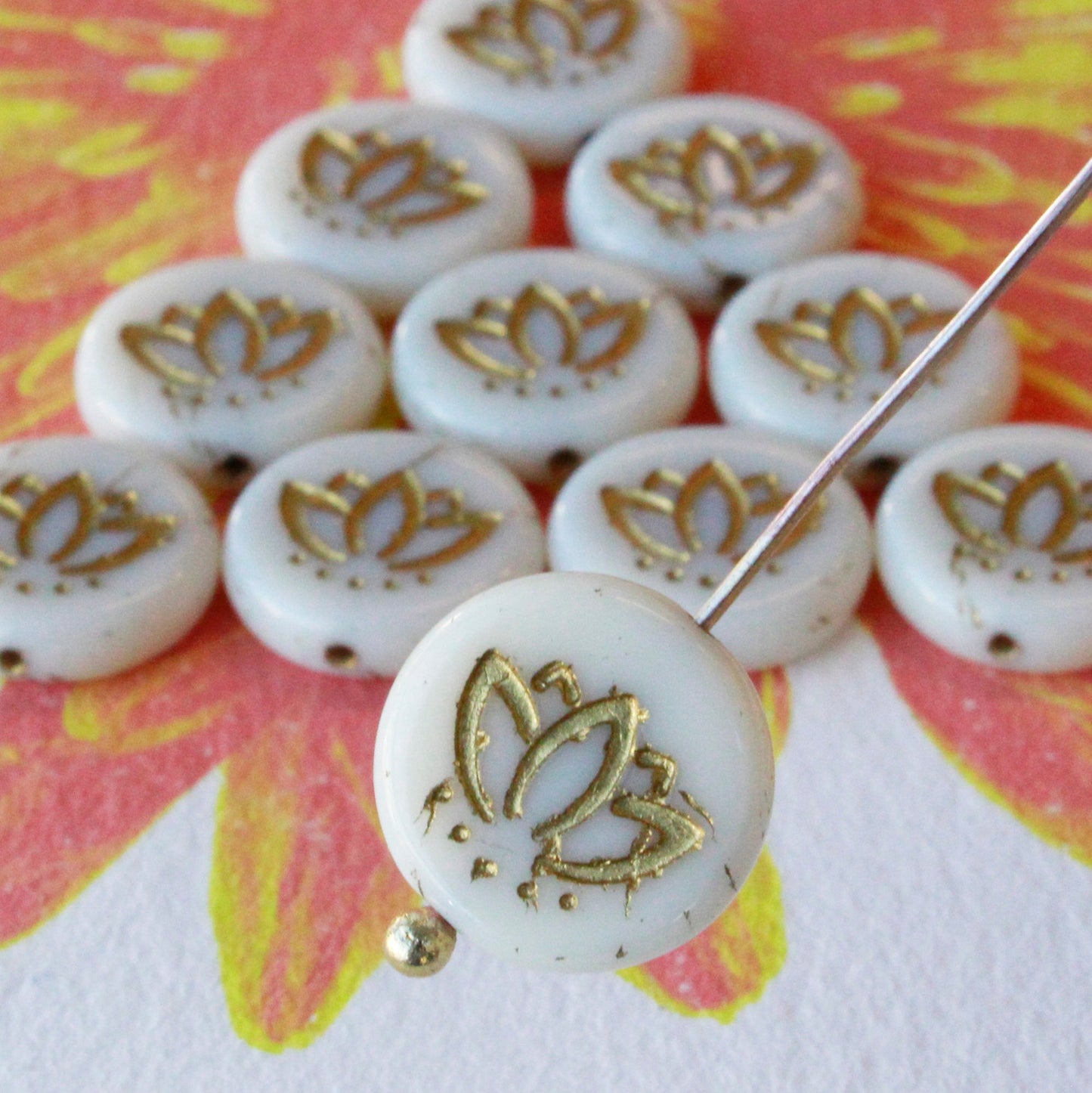 Load image into Gallery viewer, 14mm Lotus Flower Beads - White - Choose Amount
