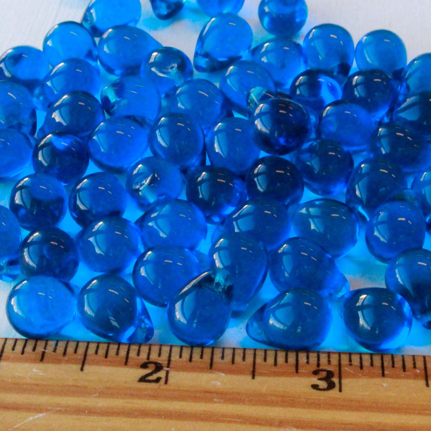 10x14mm Glass Teardrop Beads - Deep Azure Blue