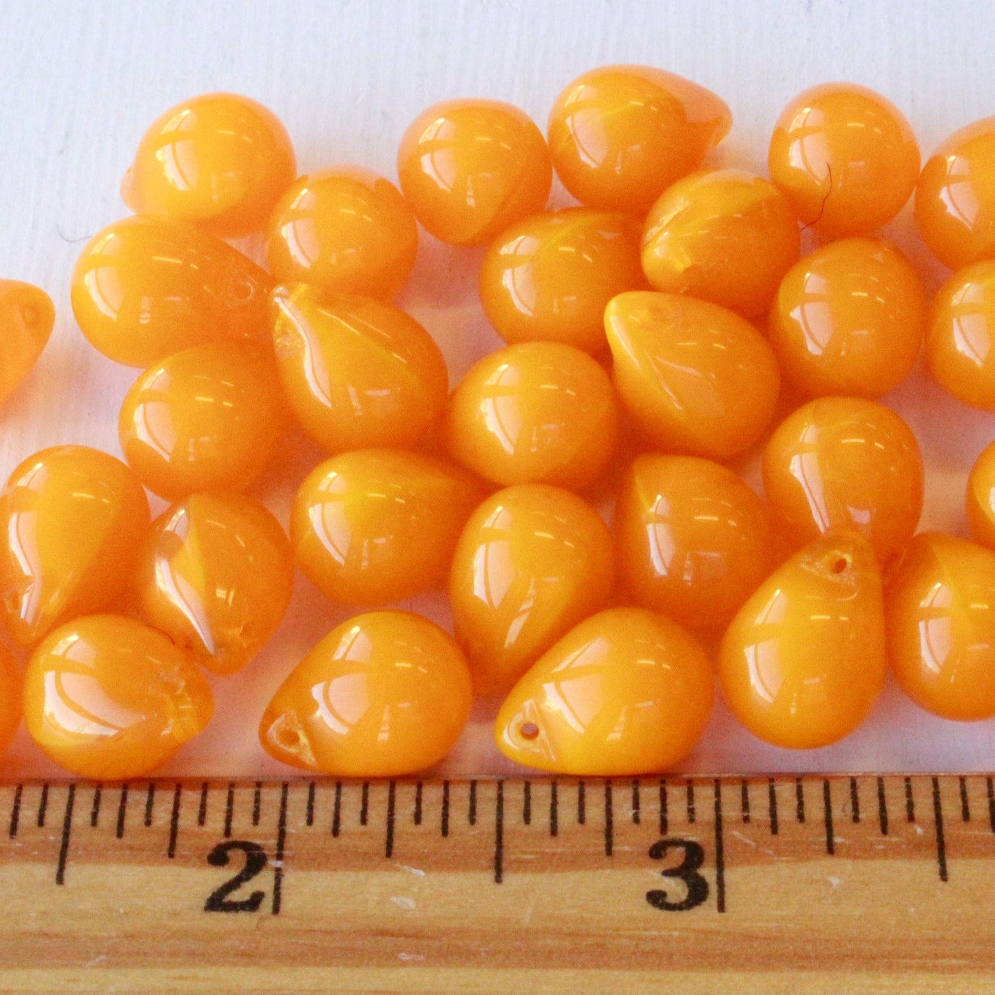 10x14mm Glass Teardrop Beads - Opaline Sunshine Orange