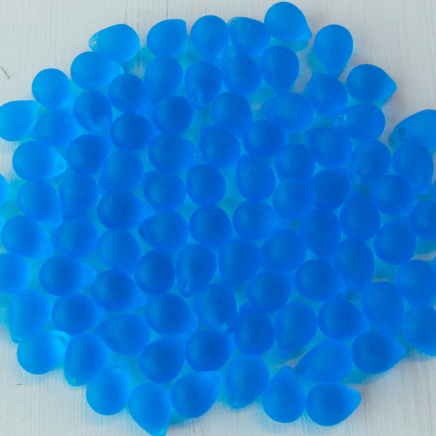 Load image into Gallery viewer, 10x14mm Glass Teardrop Beads - Matte Azure Blue
