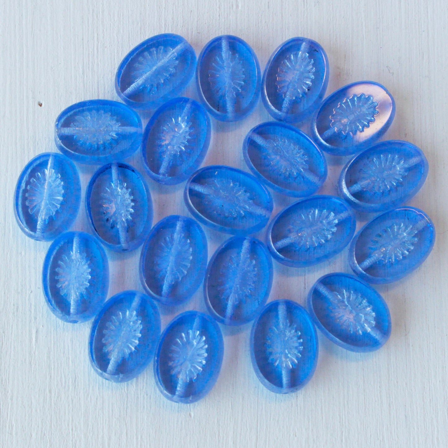 12x14mm Glass Kiwi Beads - Sky Blue - 10 Beads