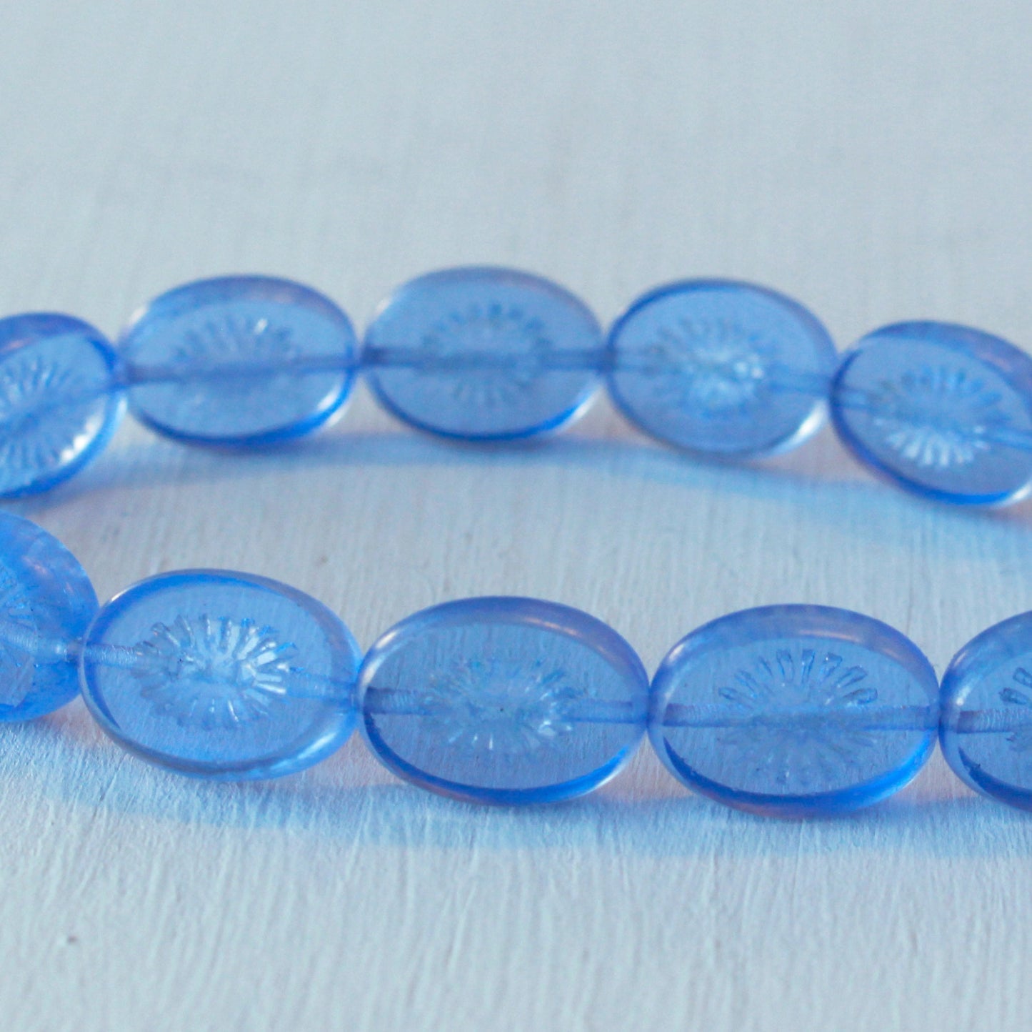 12x14mm Glass Kiwi Beads - Sky Blue - 10 Beads