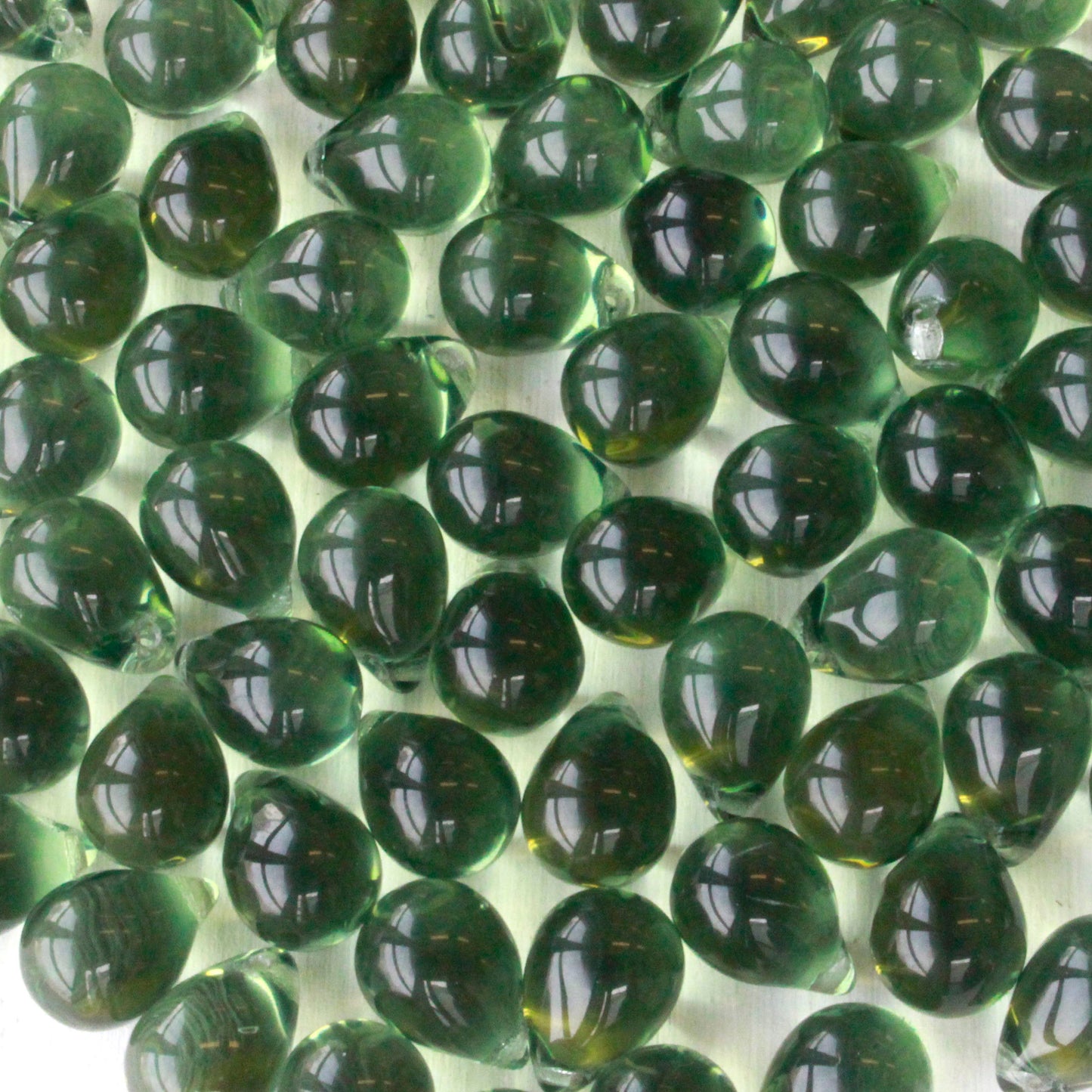 10x14mm Glass Teardrop Beads - Sage Green