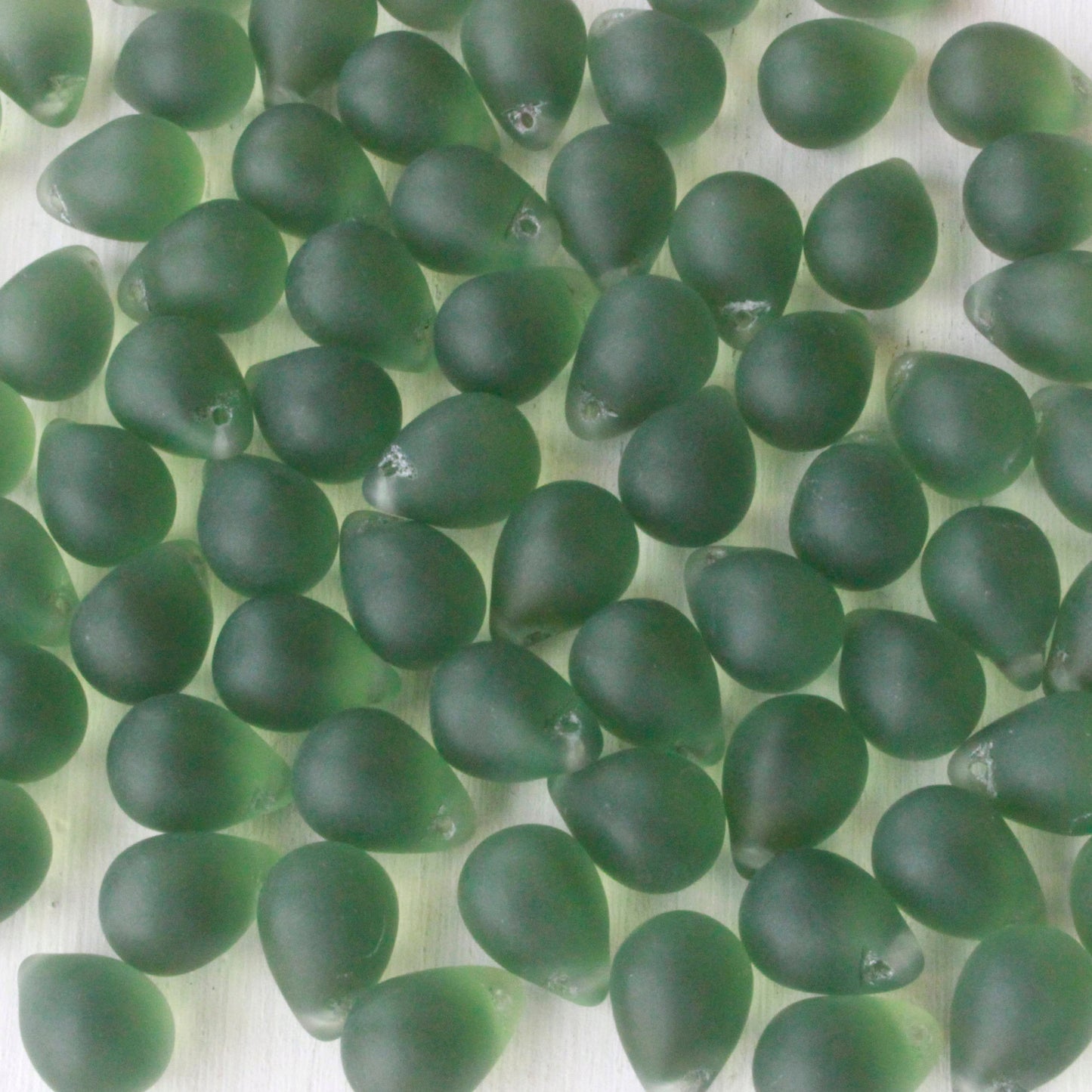 10x14mm Glass Teardrop Beads  - Sage Green Matte