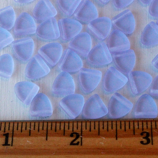 9mm Frosted Glass Triangle Drop Beads - Alexandrite Lavender - 30 Beads