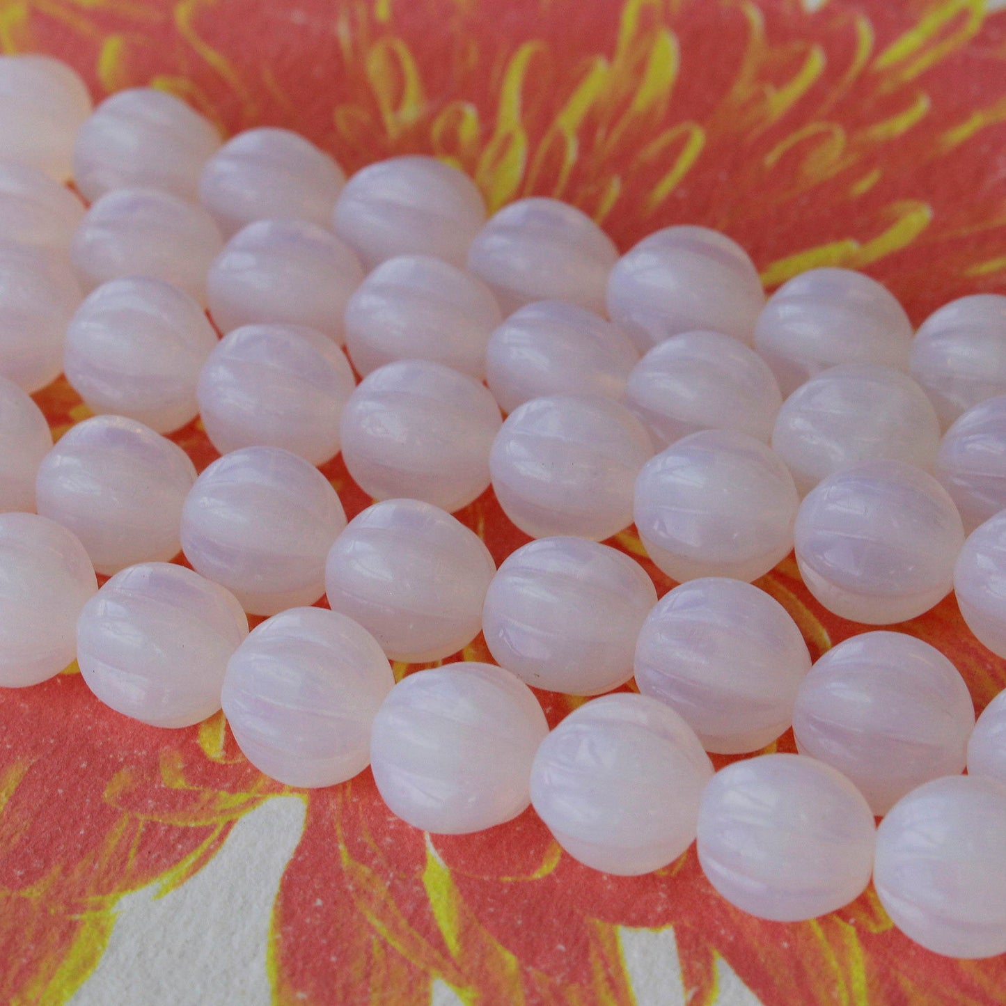 Load image into Gallery viewer, 10mm Melon Beads - Moonstone Opaline - 24 Beads
