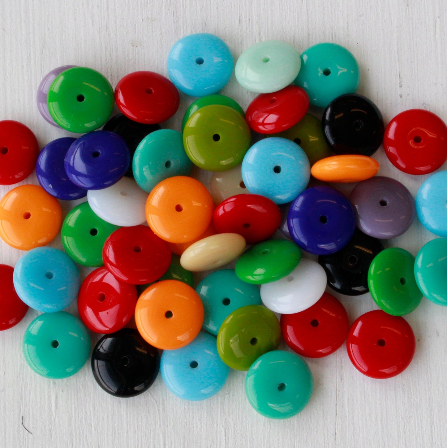 10mm and 12mm Rondelle Beads - Opaque Bead Mix