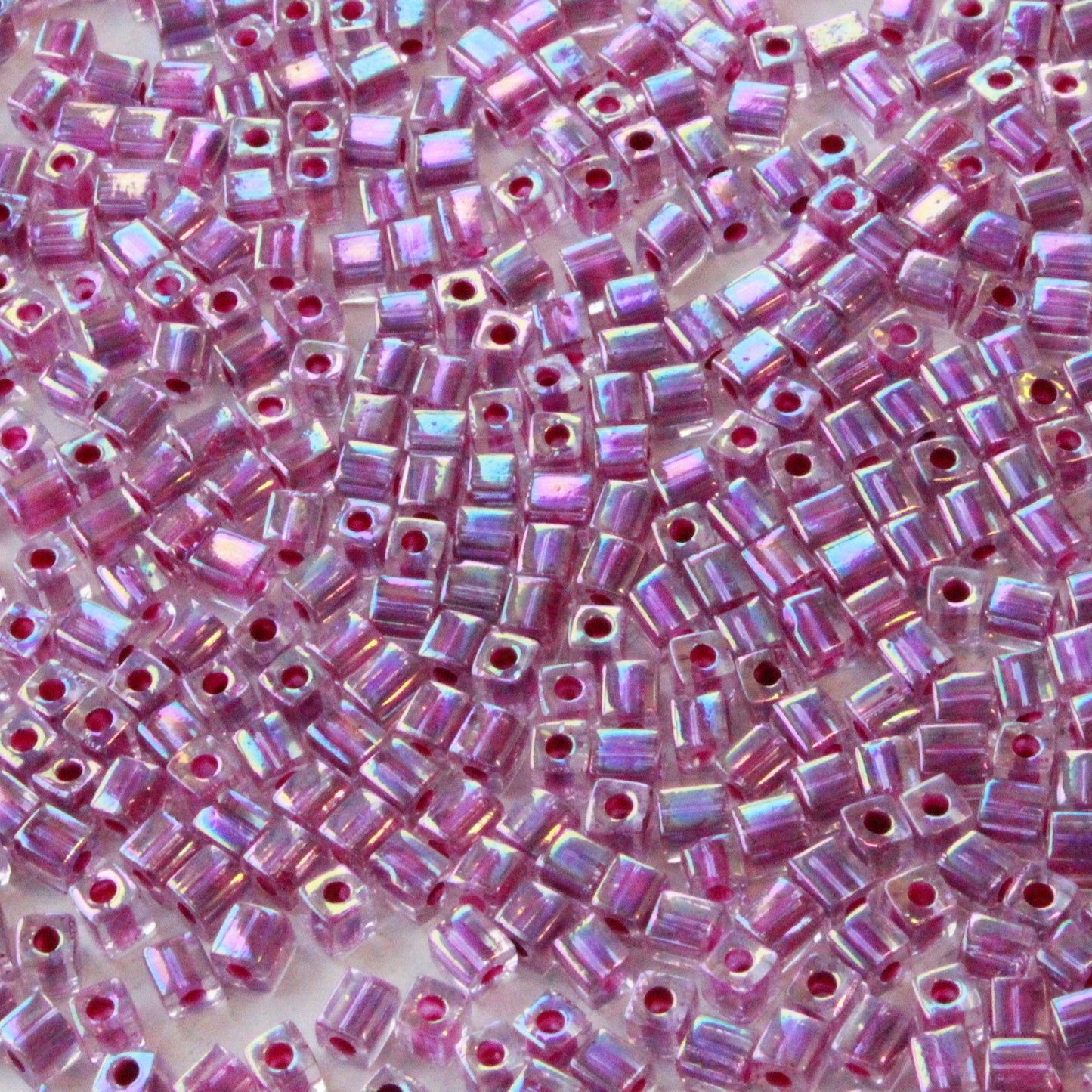 Load image into Gallery viewer, 4mm Miyuki Cube Beads  - Raspberry Lined Crystal AB
