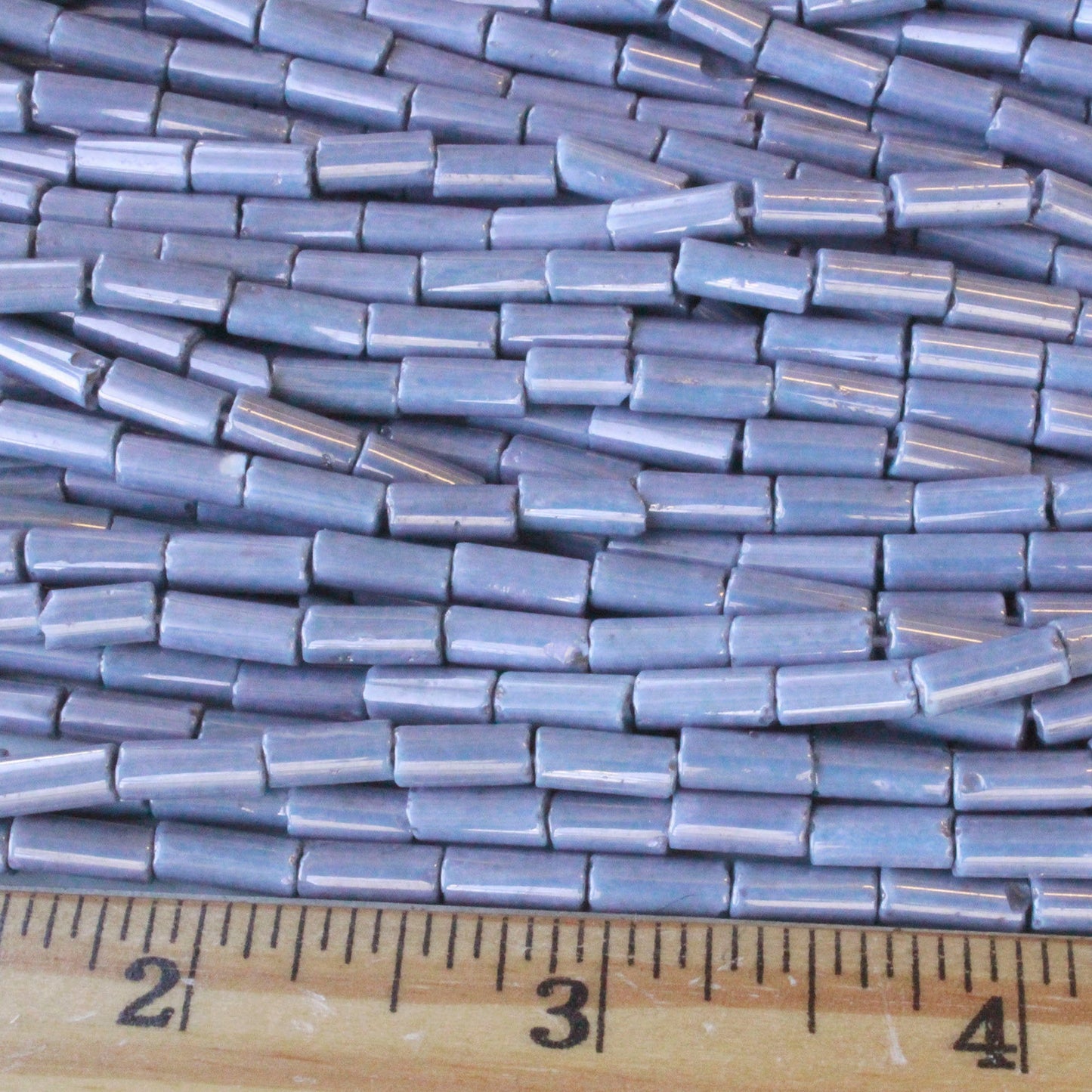 9x4mm Glass Tube Beads - Lavender Luster - 20 or 60 Inches