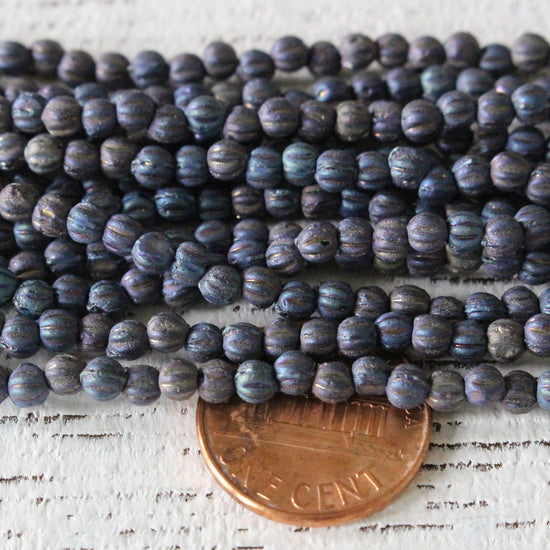 Load image into Gallery viewer, 3mm Melon Beads - Matte Blue Iris - 100 Beads
