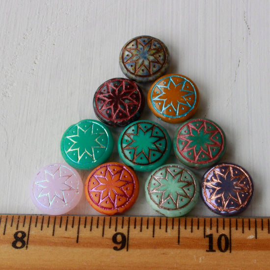 13mm Star Of Ishtar - Purple with Copper Wash -