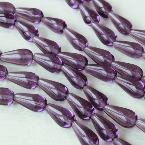 Load image into Gallery viewer, 6x12m Long Drilled Drops - Tanzanite Purple - 20 Beads
