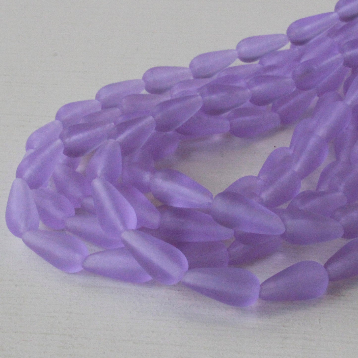 12mm long drill frosted drops  -  - 6x12mm - Lilac Purple - 20 Beads