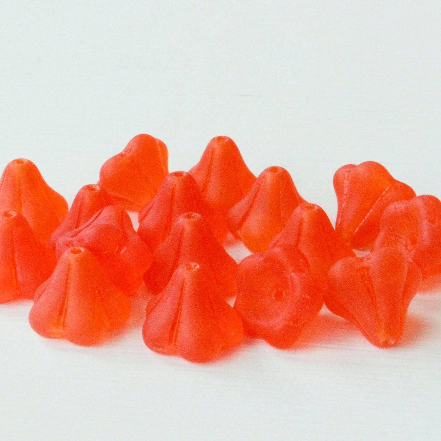 10x12mm Trumpet Flower Beads - Orange Matte AB