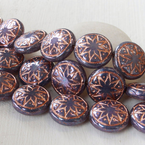 Load image into Gallery viewer, 13mm Star Of Ishtar - Purple with Copper Wash -
