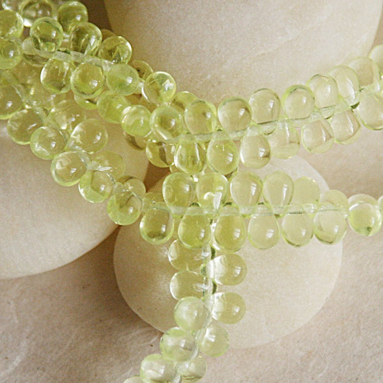 Load image into Gallery viewer, 4x6mm Glass Teardrop Beads - Jonquil Yellow - 100 Beads
