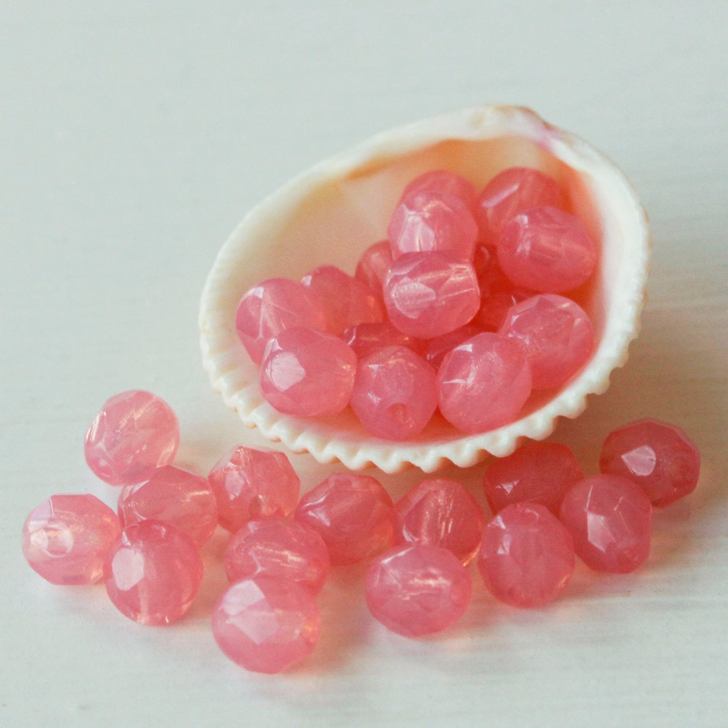 4mm Round Firepolished Beads - Pink Opaline - 30 Beads