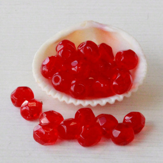 Load image into Gallery viewer, 4mm Round Firepolished Beads - Siam Red - 64 Beads
