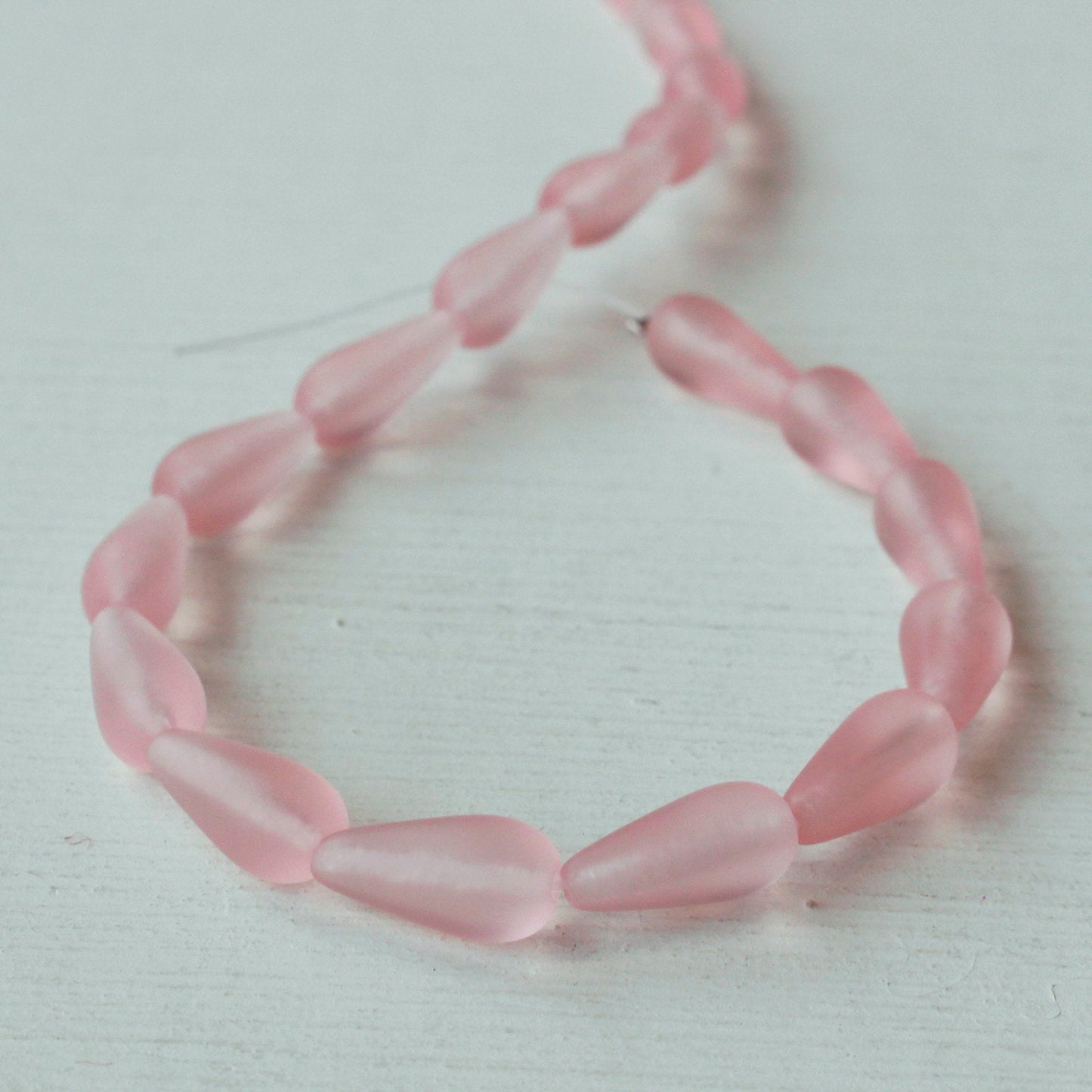 12mm long drill frosted drops - 6x12mm - Pink Matte - 20 Beads