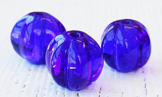 16mm Melon Bead - Cobalt Blue - Choose Amount