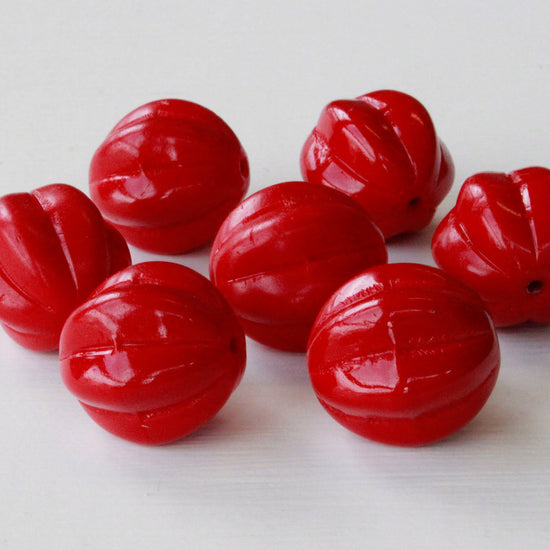 20mm Melon Bead - Vintage Red