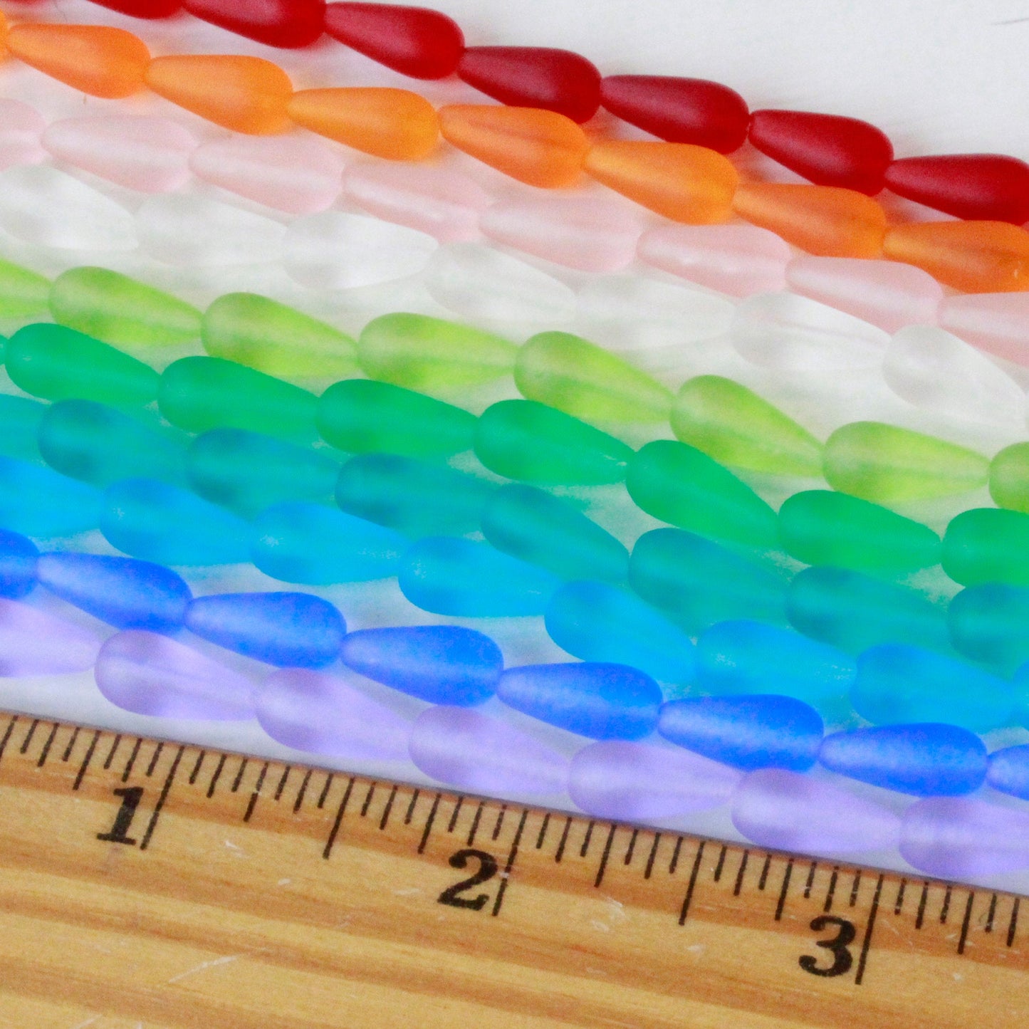 12mm long drill frosted drops - 6x12mm - Pink Matte - 20 Beads