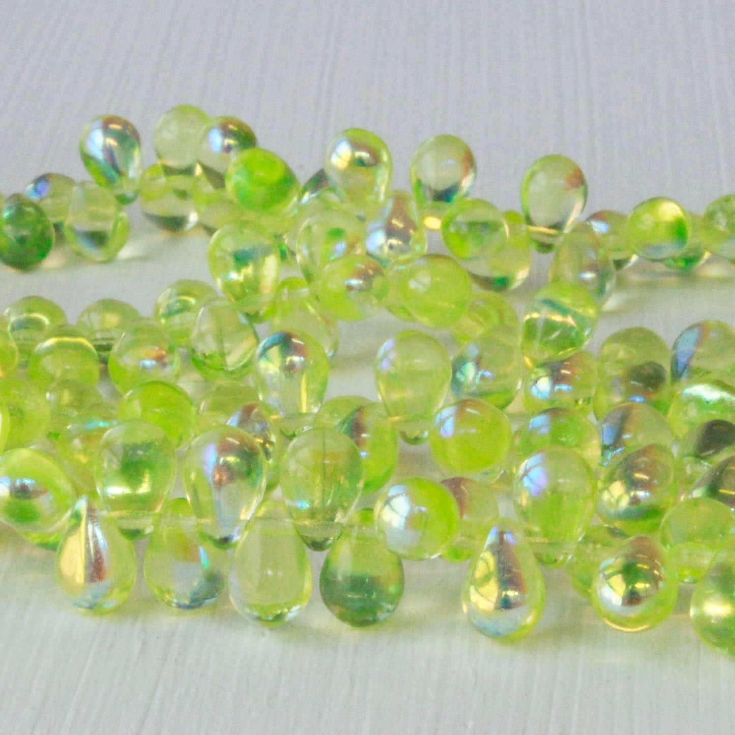 6x8mm Glass Teardrop Beads - Jonquil AB  - 50 Beads