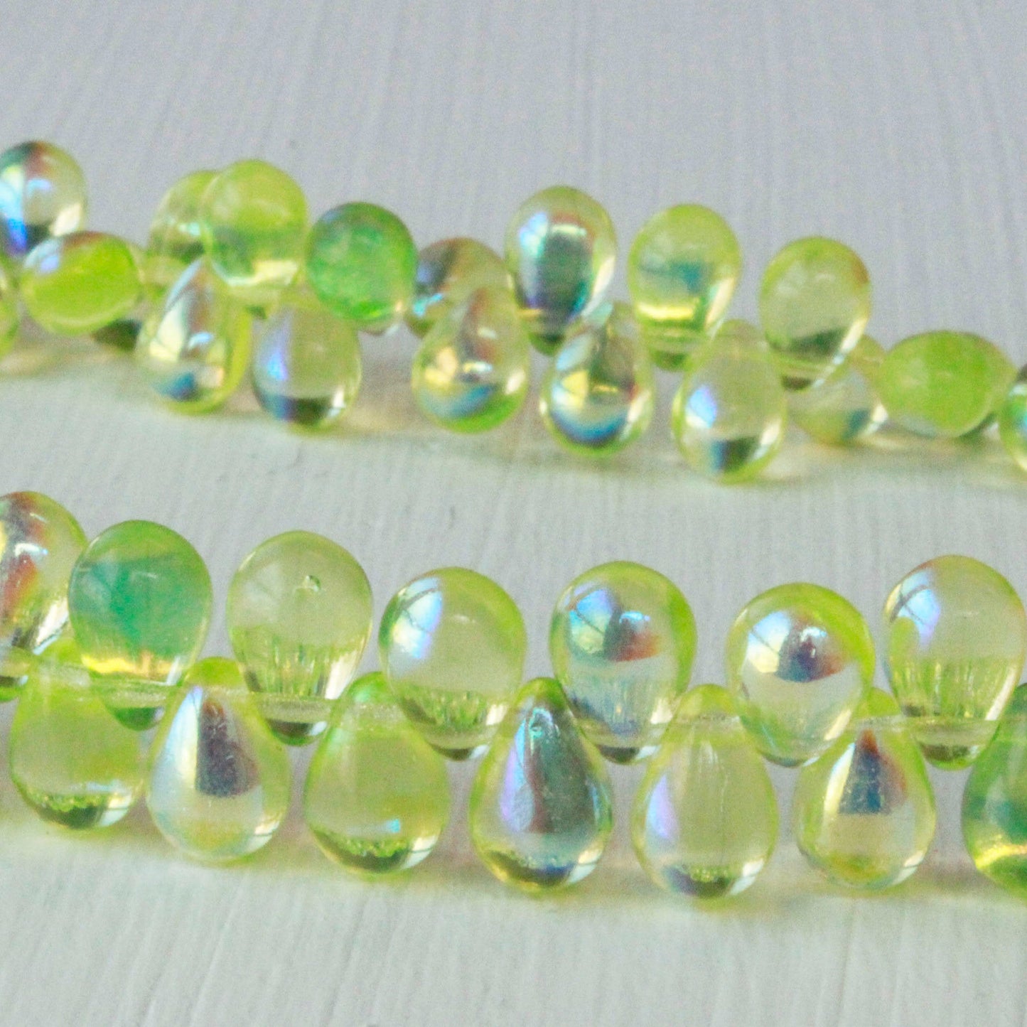 6x8mm Glass Teardrop Beads - Jonquil AB  - 50 Beads