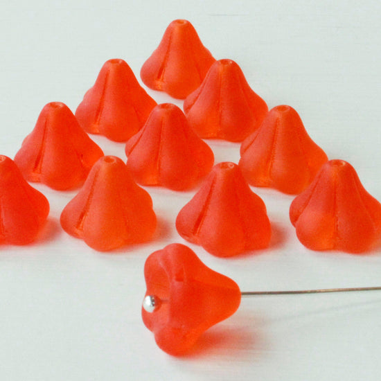 10x12mm Trumpet Flower Beads - Orange Matte AB