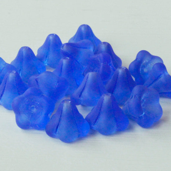 Load image into Gallery viewer, 10x12mm Trumpet Flower Beads - Sapphire Blue Matte
