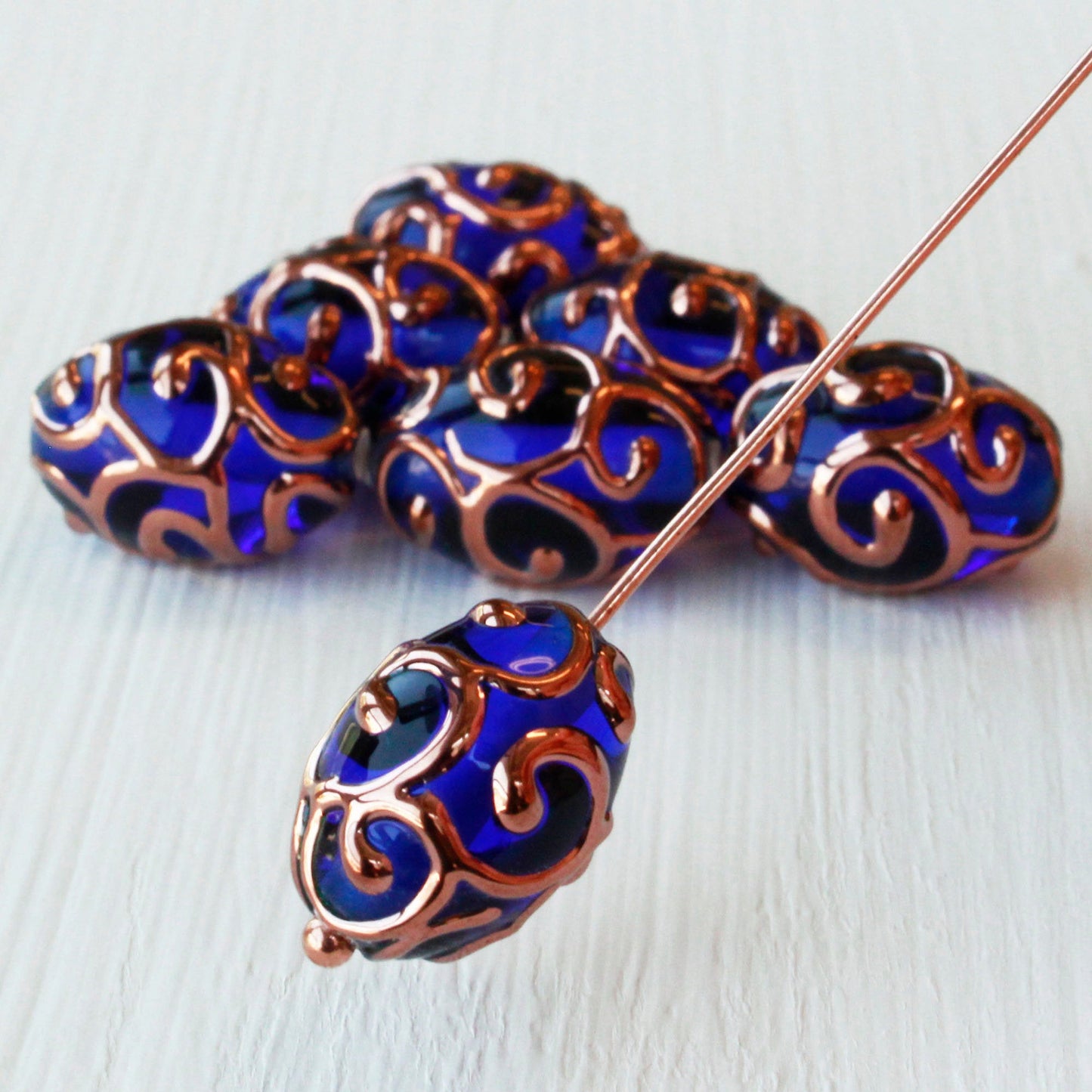 15x10mm Handmade Lampwork Beads - Cobalt - 2,4 or 8