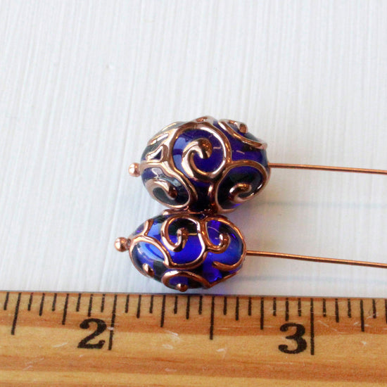 17x12mm Handmade Lampwork Beads - Cobalt - 2, 4 or 8