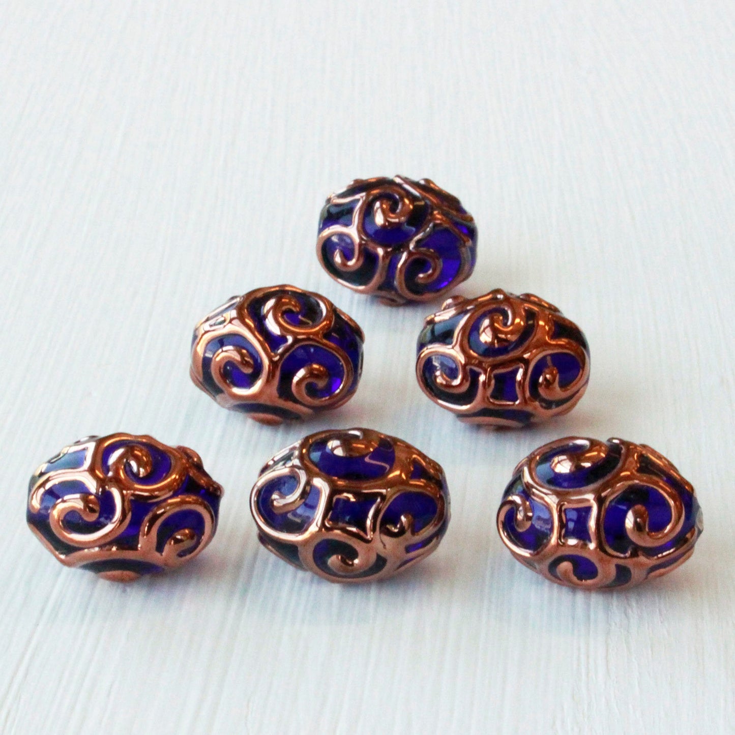 17x12mm Handmade Lampwork Beads - Cobalt - 2, 4 or 8